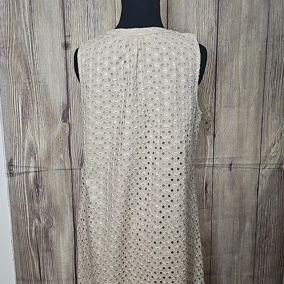 Michael Kors Neutral Shimmer Gold Eyelet Dress Sz 10 - Picture 8 of 11